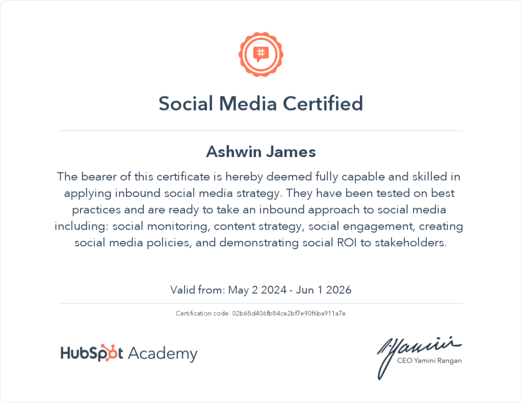 certification by hubspot