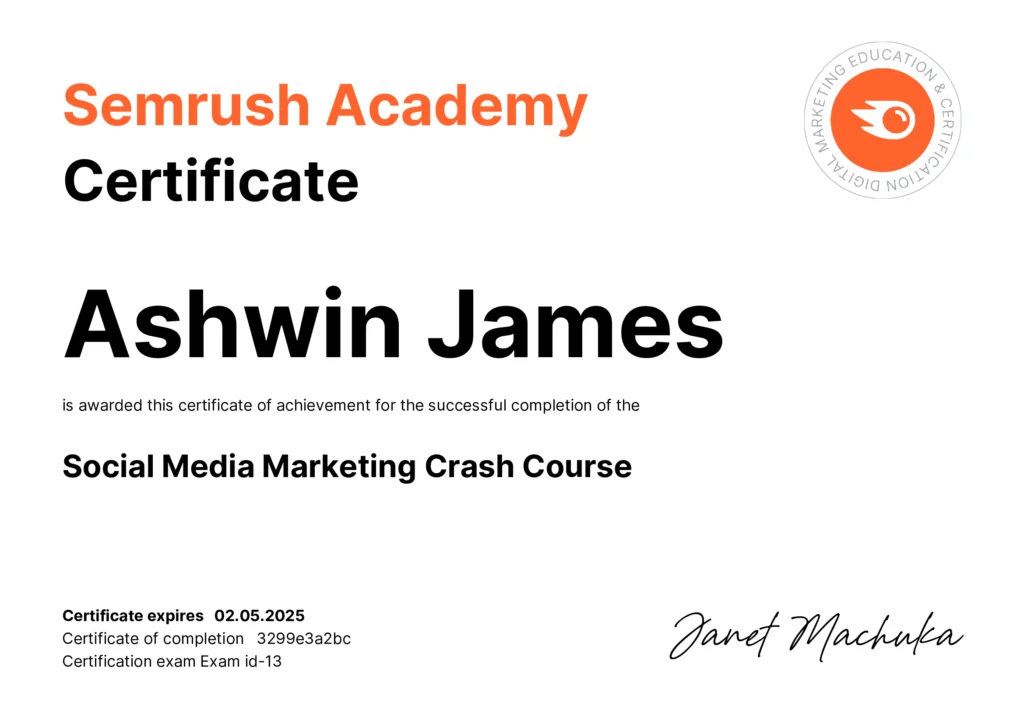 certification by semrush